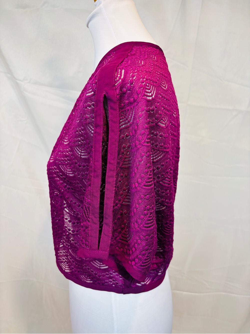 Colleen Lopez Purple Lace Bolero Shrug Cardigan Medium HSN Open Front - Picture 3 of 7